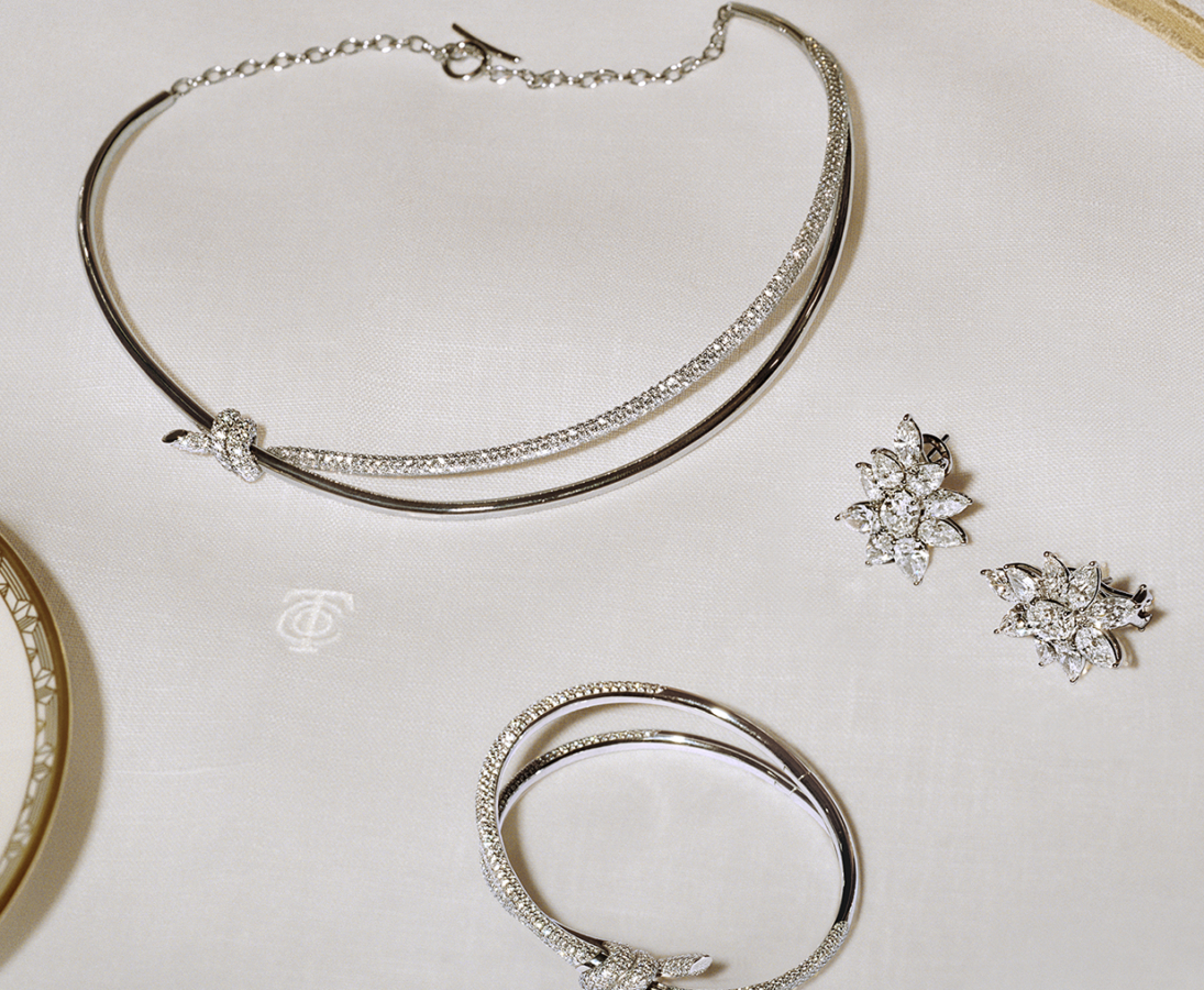 Tiffany Knot double row bracelet in 18k white gold with diamonds. Photo Credit: Tiffany & Co.
