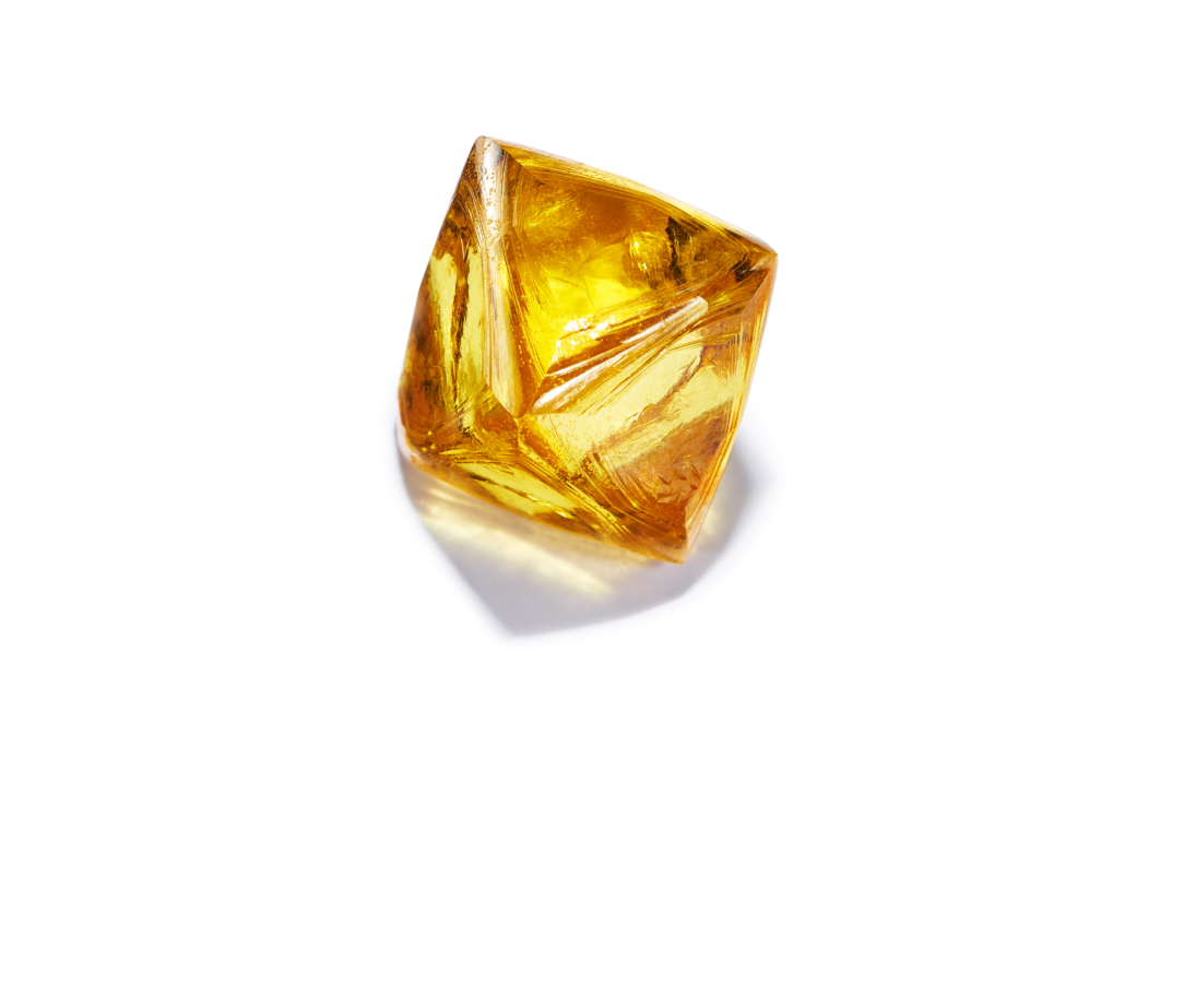 The rough Fancy Vivid Yellow diamond of over 71 carats. Photo Credit: Tiffany & Co.