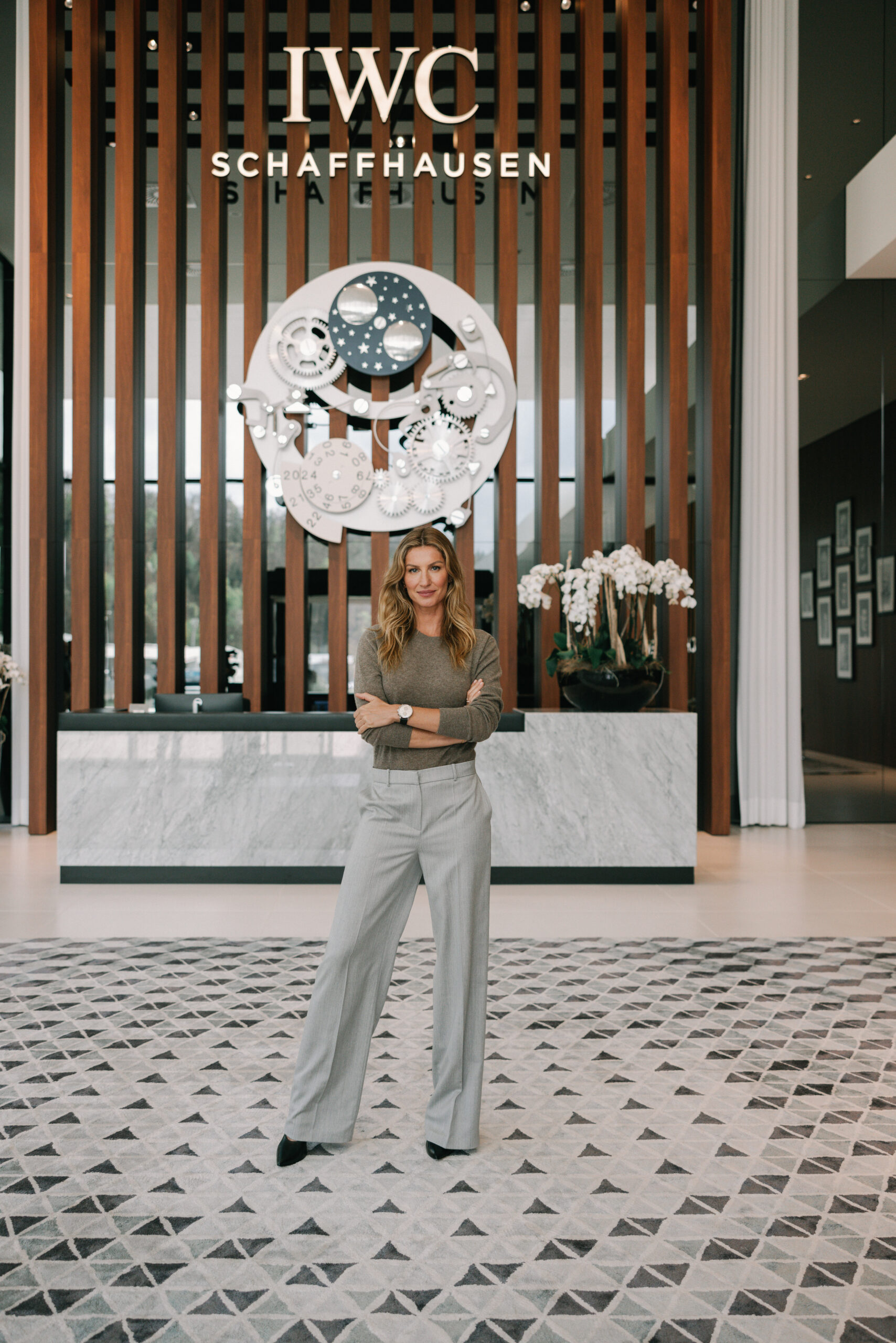 GISELE BÜNDCHEN VISITS THE IWC MANUFAKTURZENTRUM IN SCHAFFHAUSEN