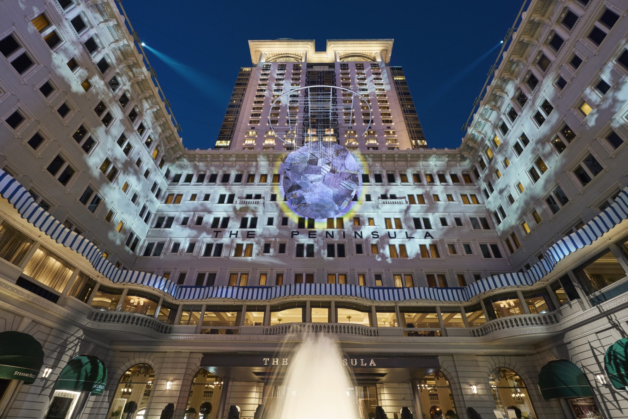 Phoebe Hui (Hong Kong, China) unveils Lunar Rainbow on The Peninsula Hong Kong’s iconic façade commissioned for “Art in Resonance” 2025. Photo Credit: The Peninsula Hotels.